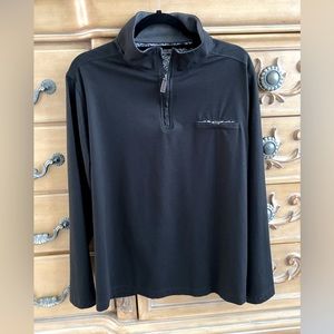 NWOT AGE OF WISDOM MEN’S BLACK LONG SLEEVE 3/4 ZIPPER SHIRT